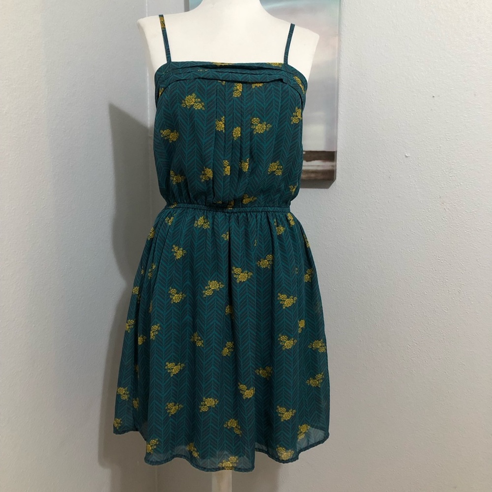 Teal and Yellow Floral Woman’s Dress